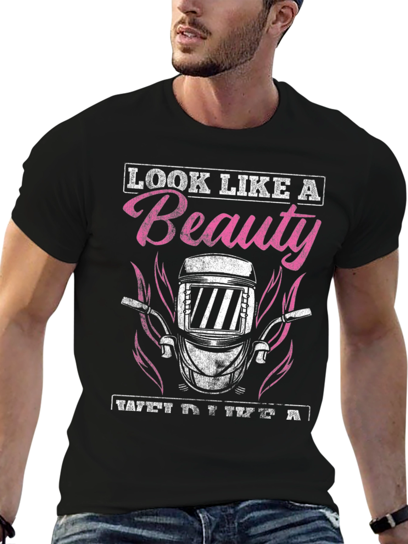 Beauty Welder Graphic T-Shirt - Black Cotton Blend