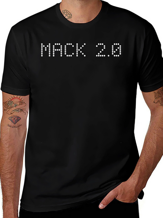 MACK 2.0 Black Graphic Tee - Retro Dot Matrix Design