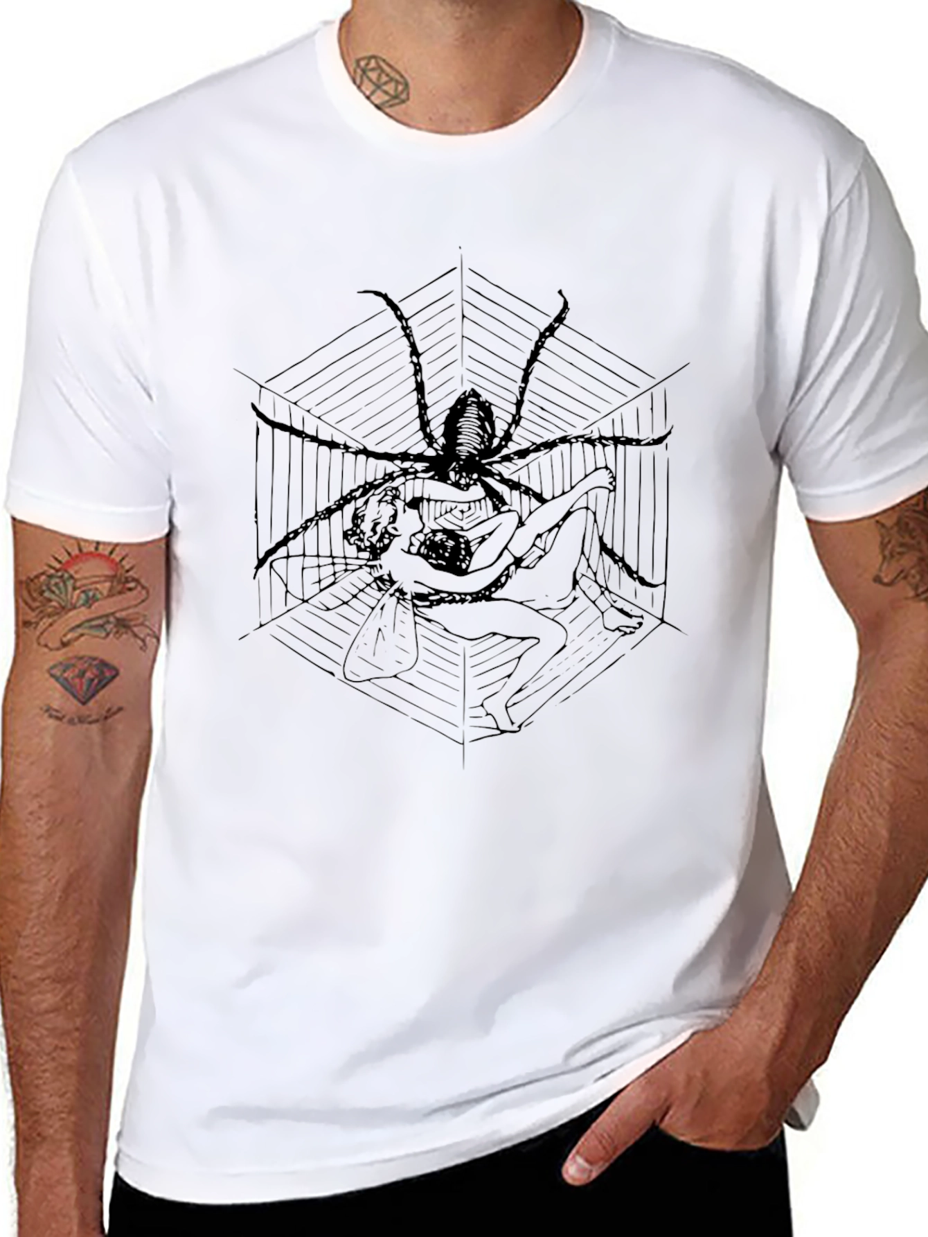 Spider Web Graphic Black Tee