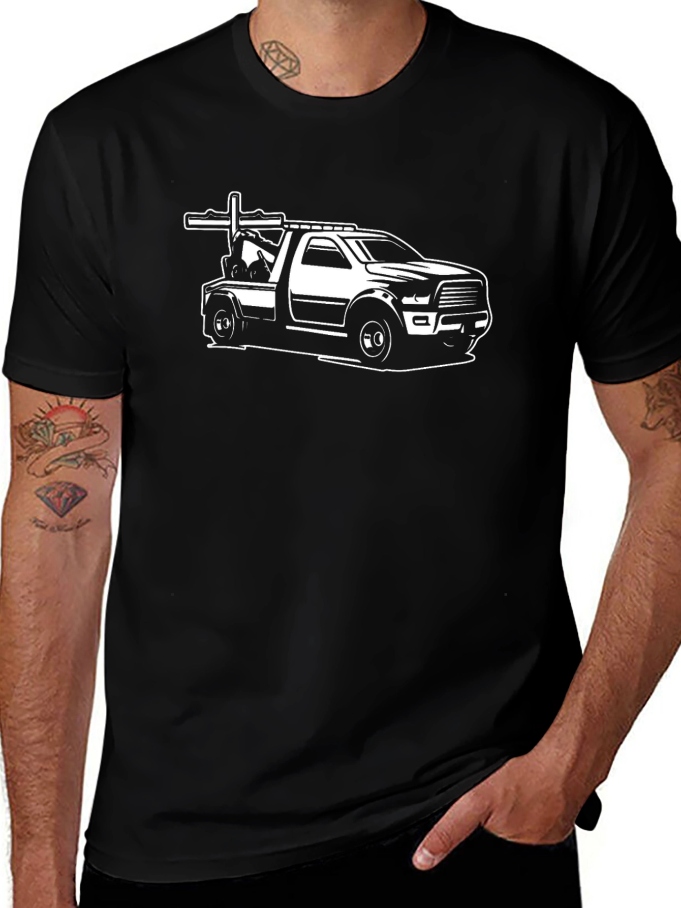 Tow Truck Graphic Tee - Black