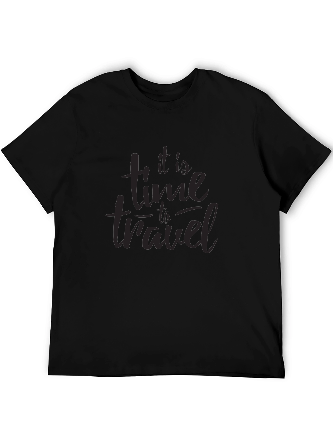 It Is Time To Travel Black Graphic T-Shirt