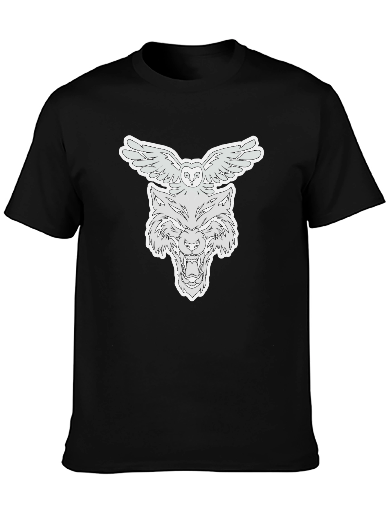 Owl & Wolf Graphic Tee - Black