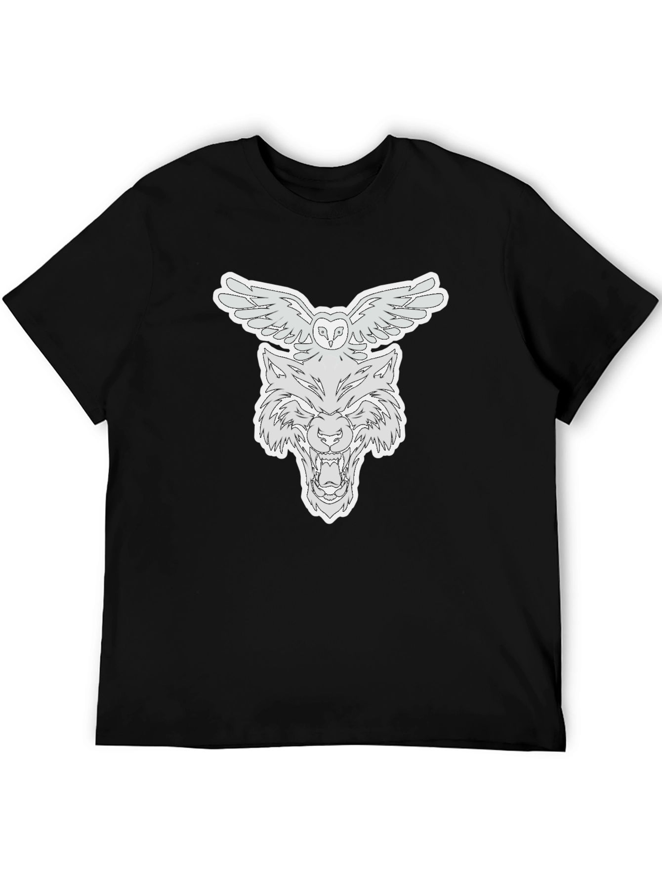 Owl & Wolf Graphic Tee - Black