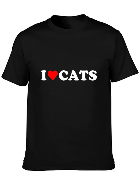 I Heart Cats Black Cotton Graphic T-Shirt