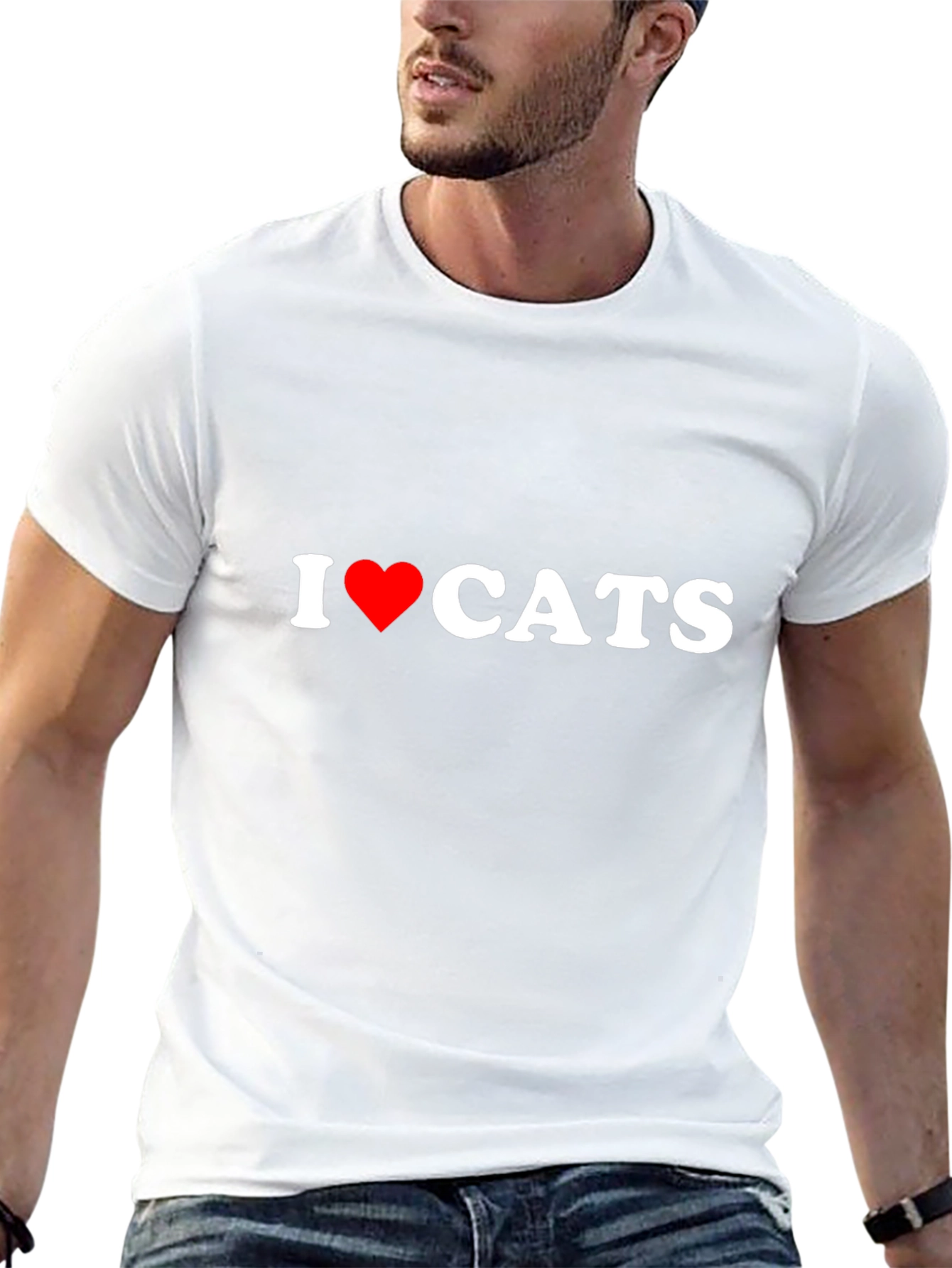 I Heart Cats Black Cotton Graphic T-Shirt