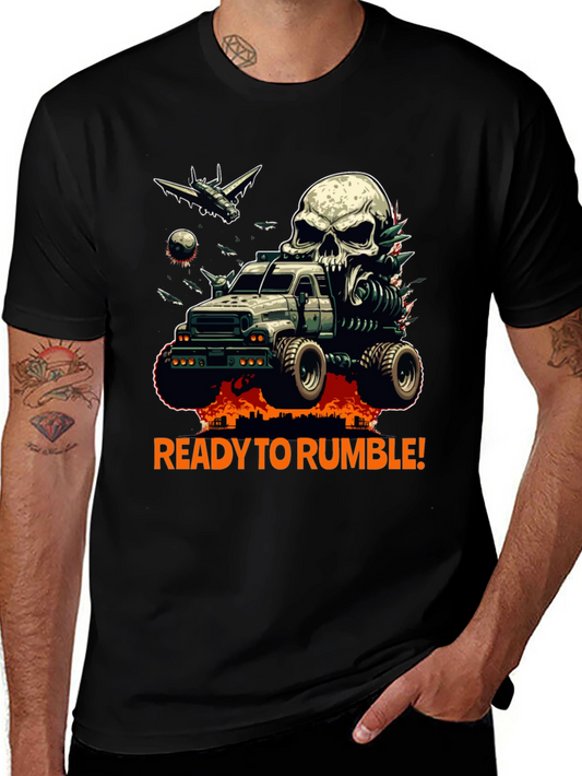 Ready to Rumble Graphic Tee - Skull Monster Truck Design