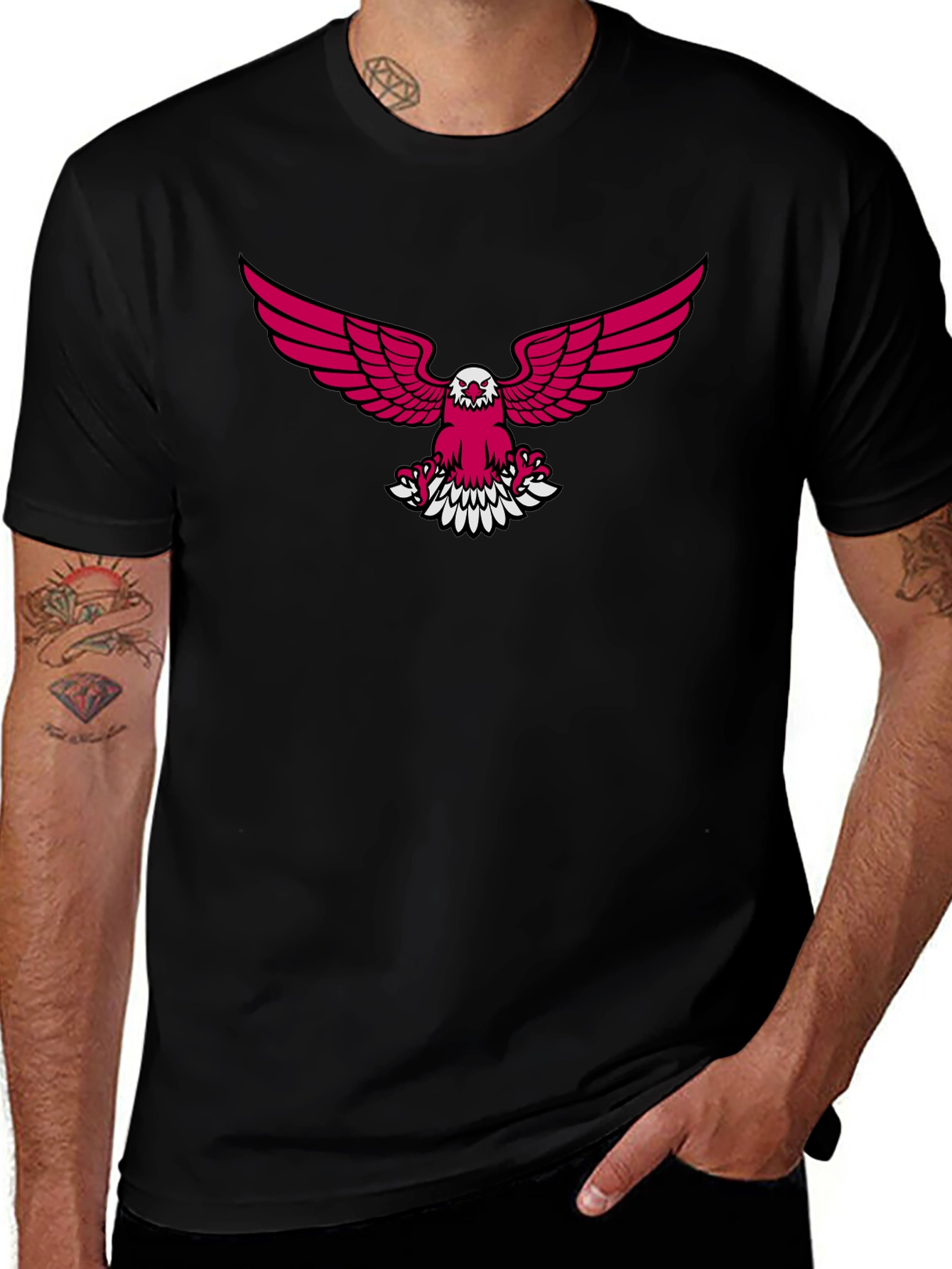 Black T-Shirt with Eagle Graphic