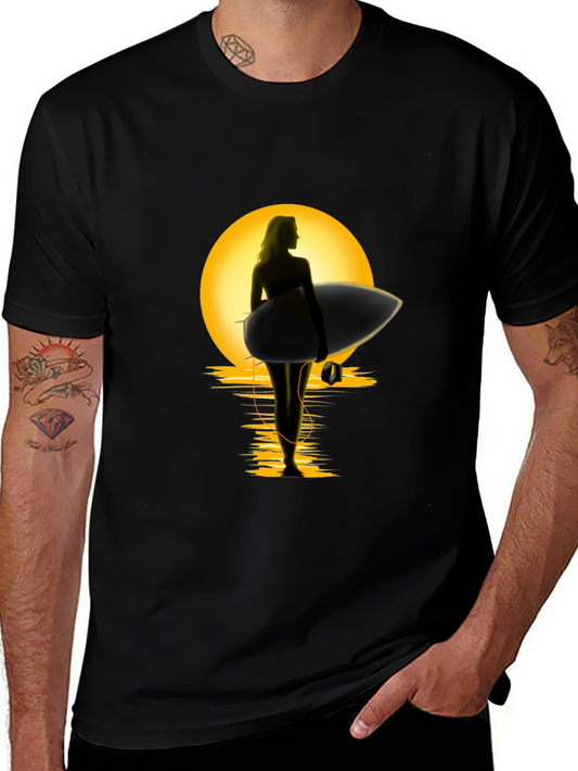 Sunset Surfer Graphic Tee - Premium Cotton Comfort