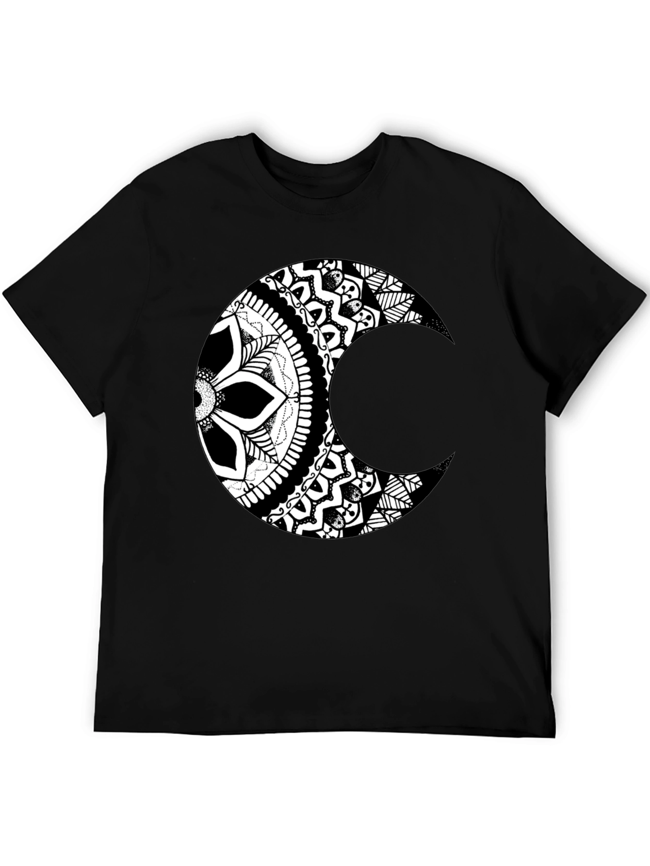 Moon Mandala Graphic Tee - Stylish Black T-Shirt