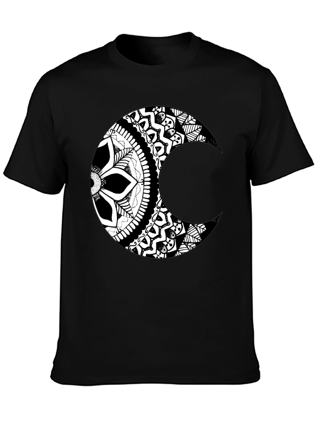 Moon Mandala Graphic Tee - Stylish Black T-Shirt