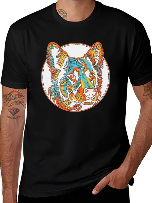 Dog Portrait Graphic Tee - Stylish Black T-Shirt