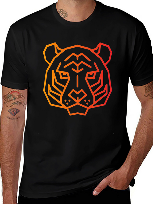 Geometric Tiger Graphic Tee - Black