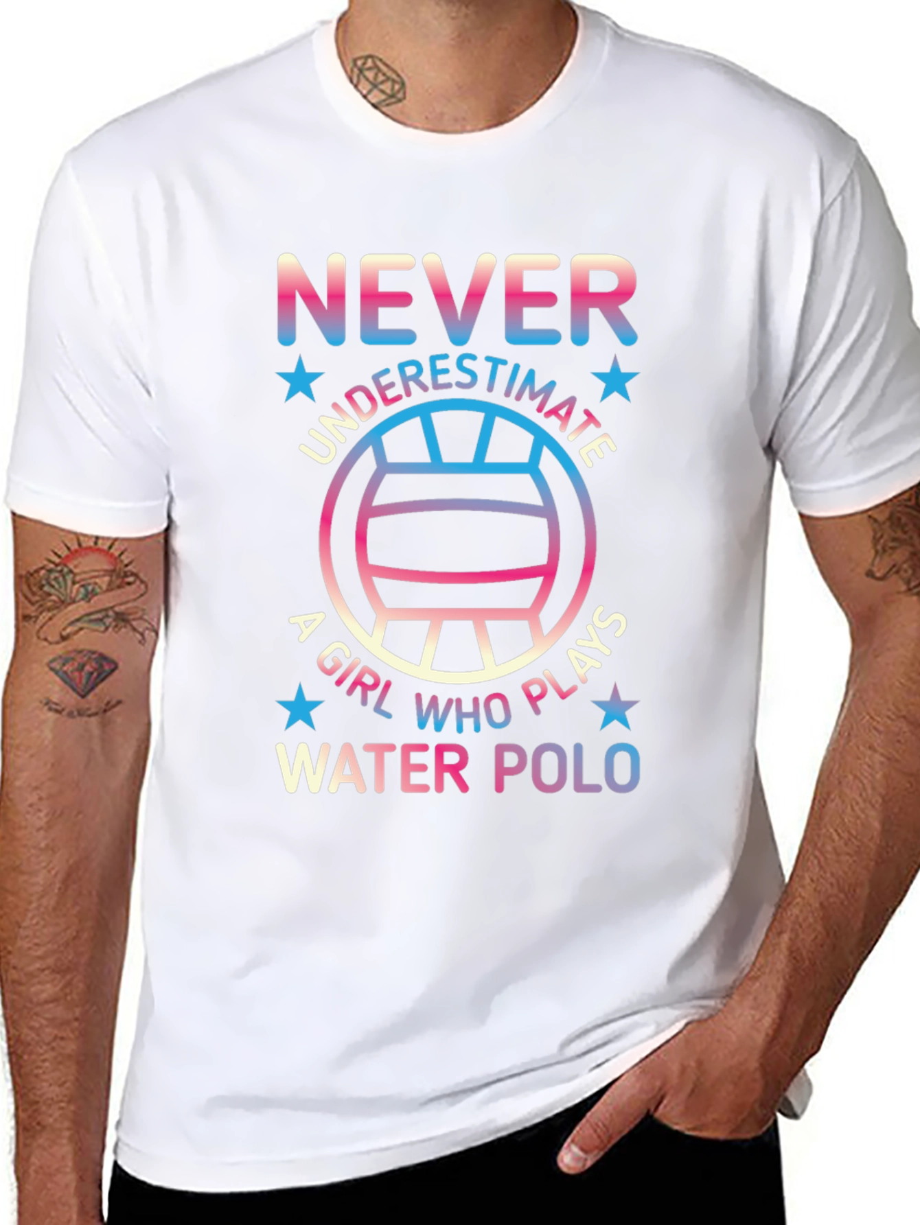 Never Underestimate Water Polo Player Graphic Tee
