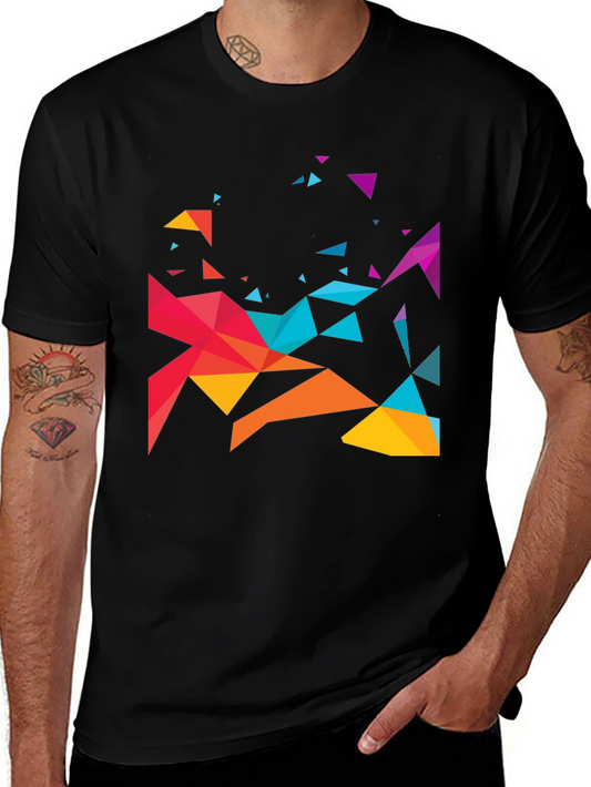 Geometric Triangle Design Black T-Shirt
