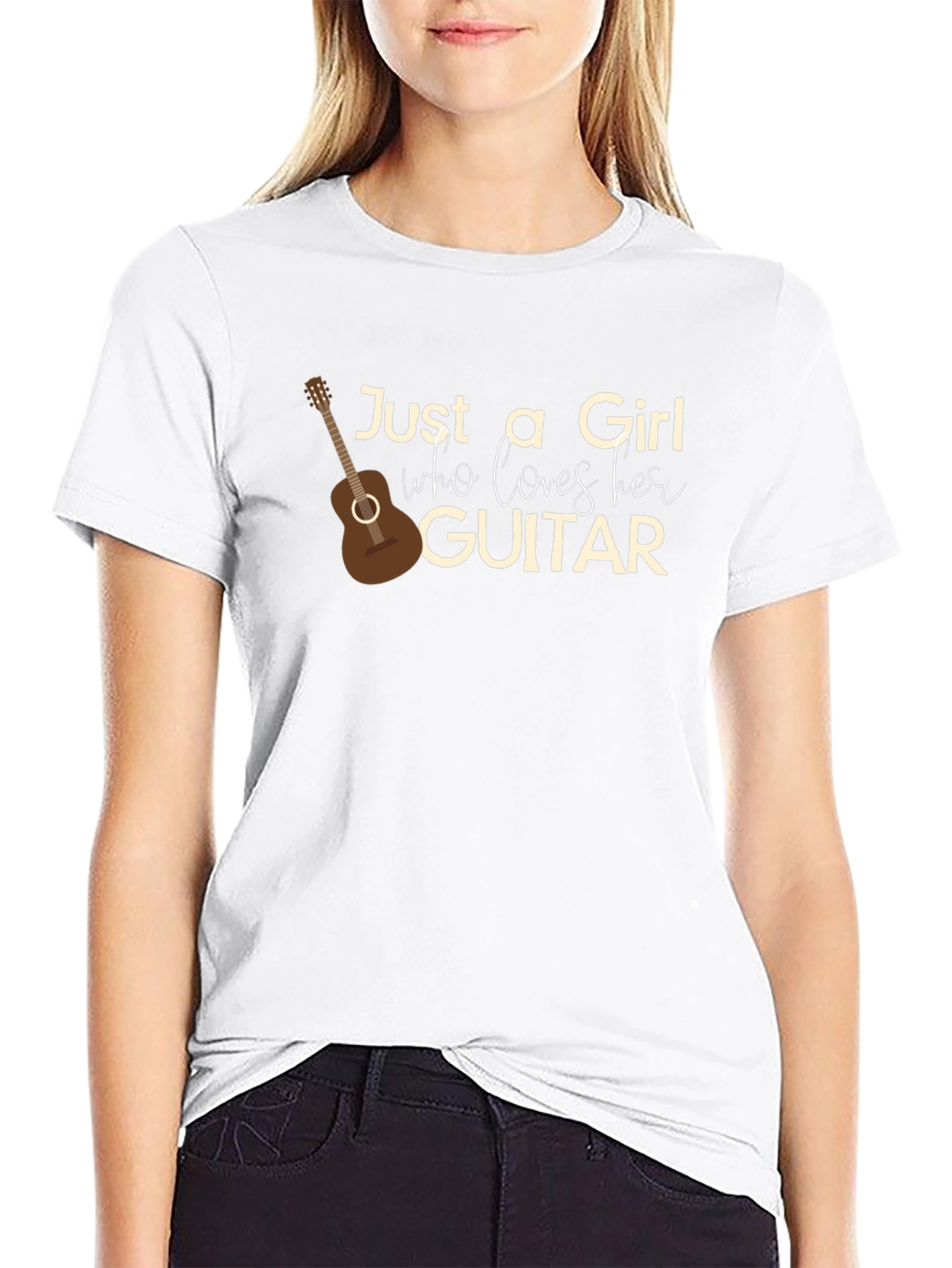 Just a Girl Who Loves Her Guitar Graphic T-Shirt
