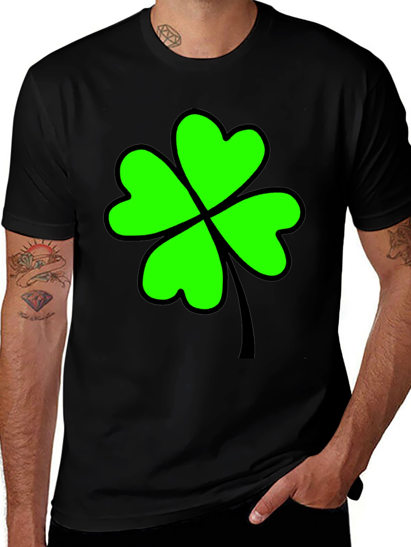 Lucky Clover T-Shirt - Black Graphic Tee
