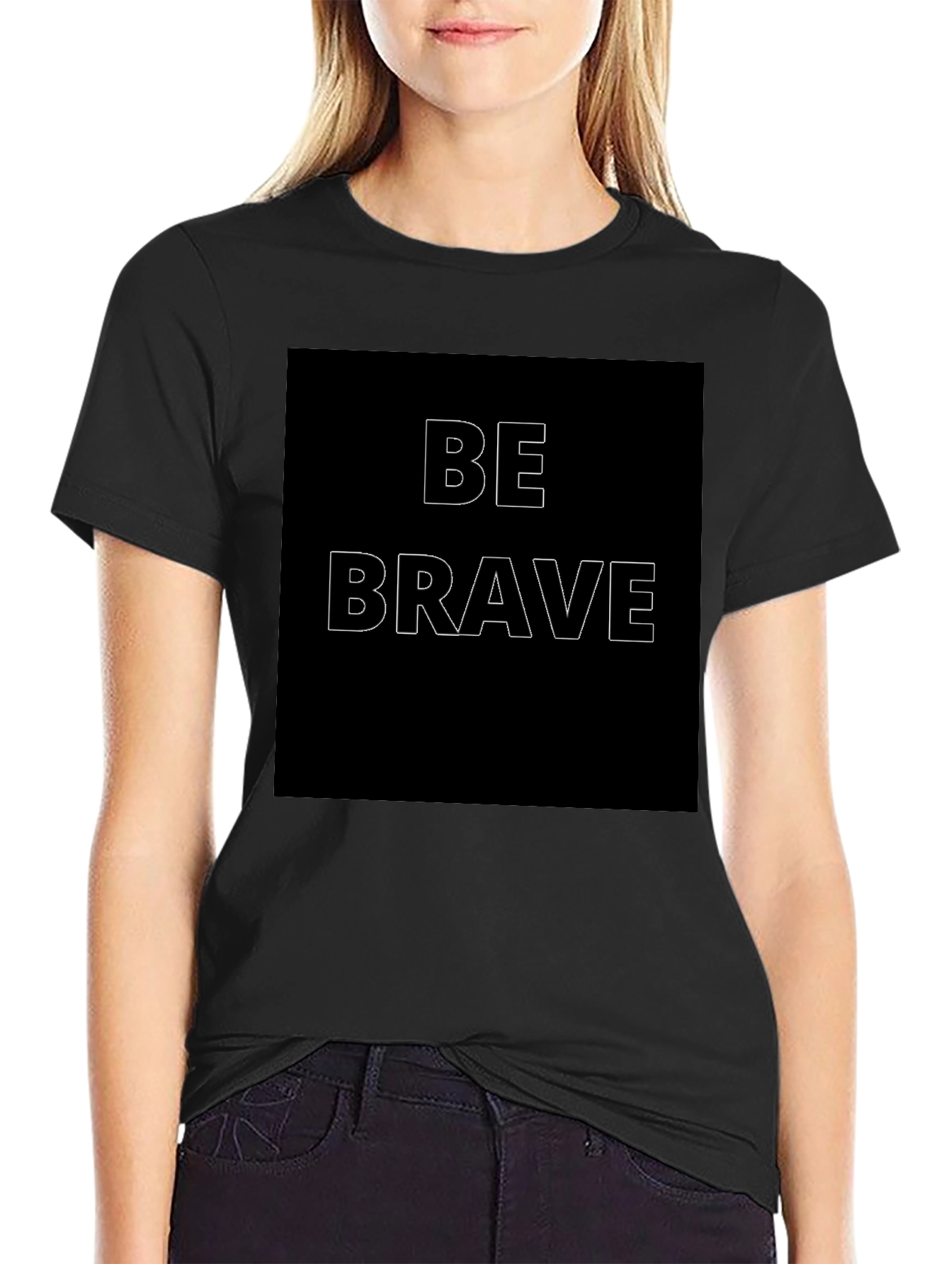 Be Brave Graphic Print Mens Black T-Shirt