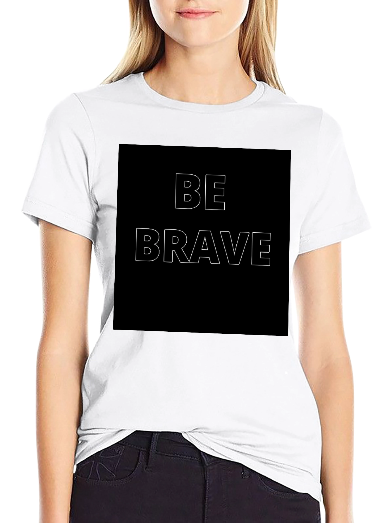 Be Brave Graphic Print Mens Black T-Shirt