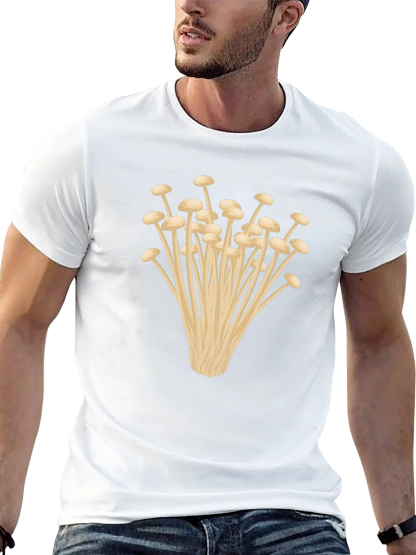 Enoki Mushroom Graphic Tee - Unisex Black T-Shirt