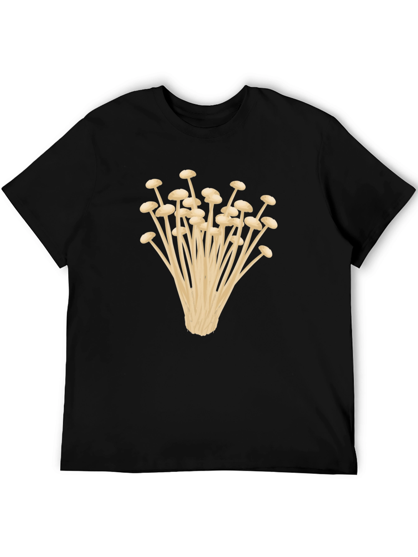 Enoki Mushroom Graphic Tee - Unisex Black T-Shirt