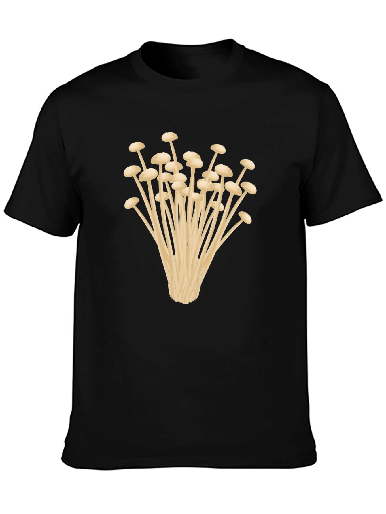 Enoki Mushroom Graphic Tee - Unisex Black T-Shirt
