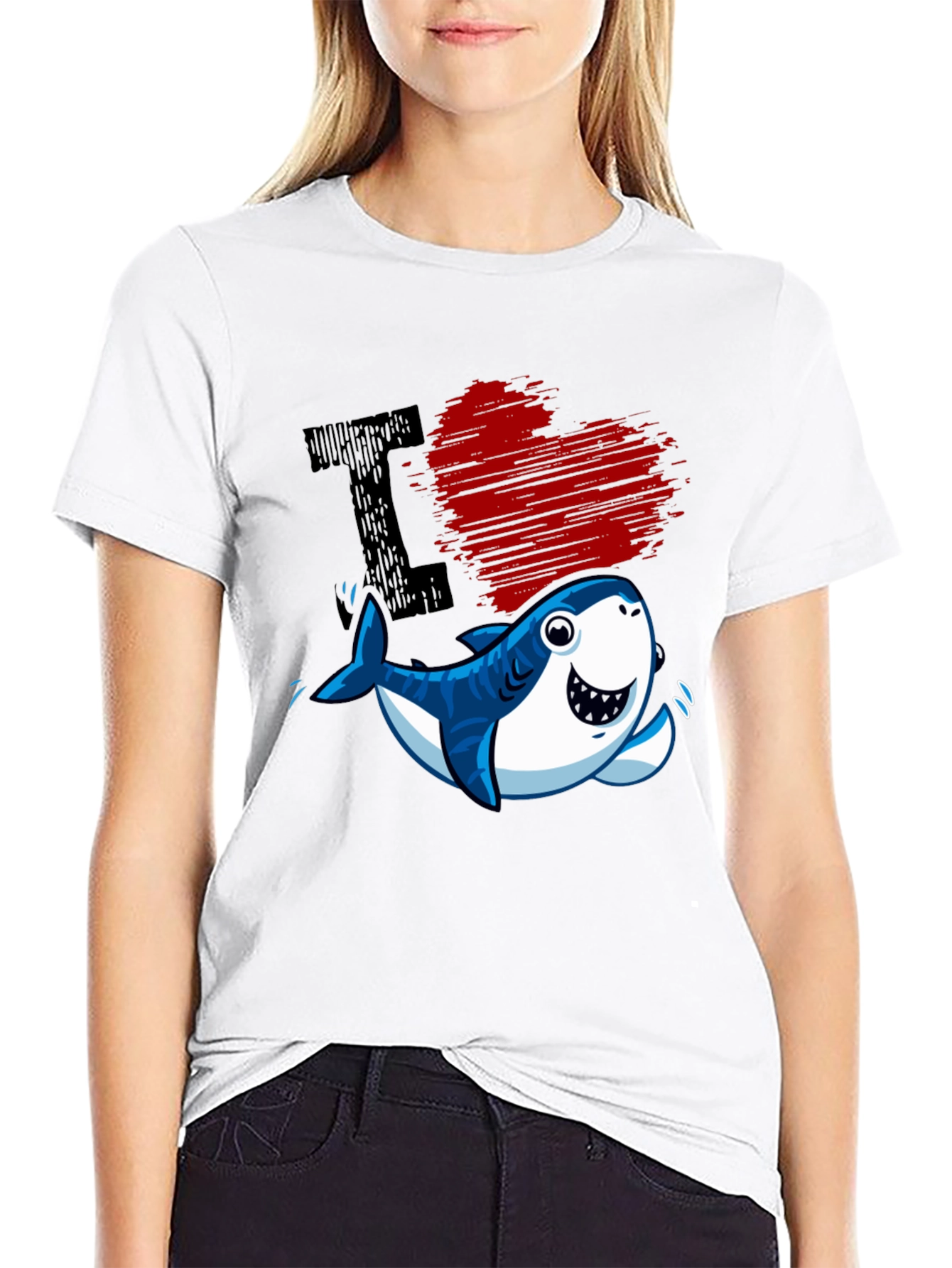 I Love Sharks T-Shirt - Cute Cartoon Graphic Tee