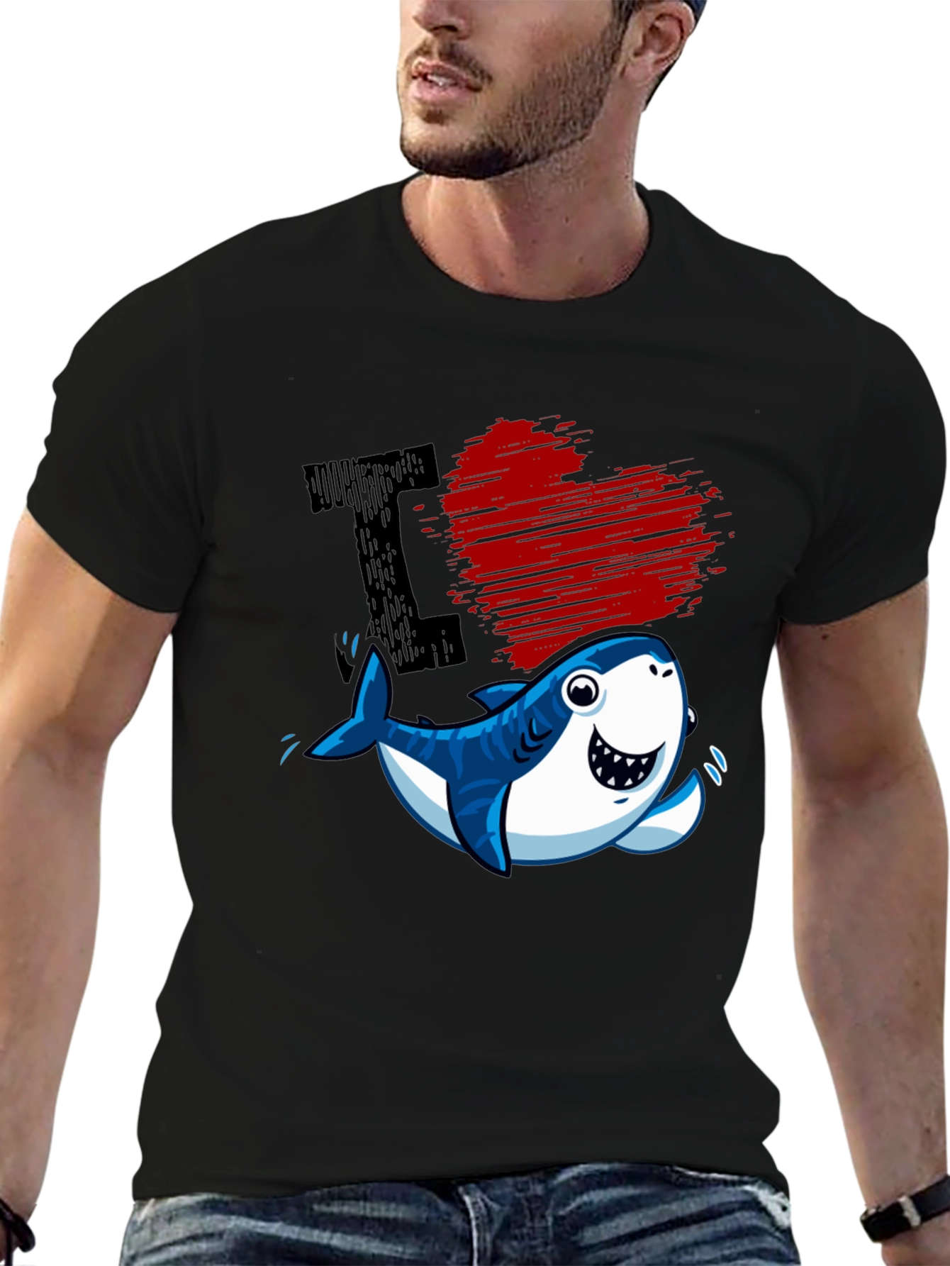 I Love Sharks T-Shirt - Cute Cartoon Graphic Tee