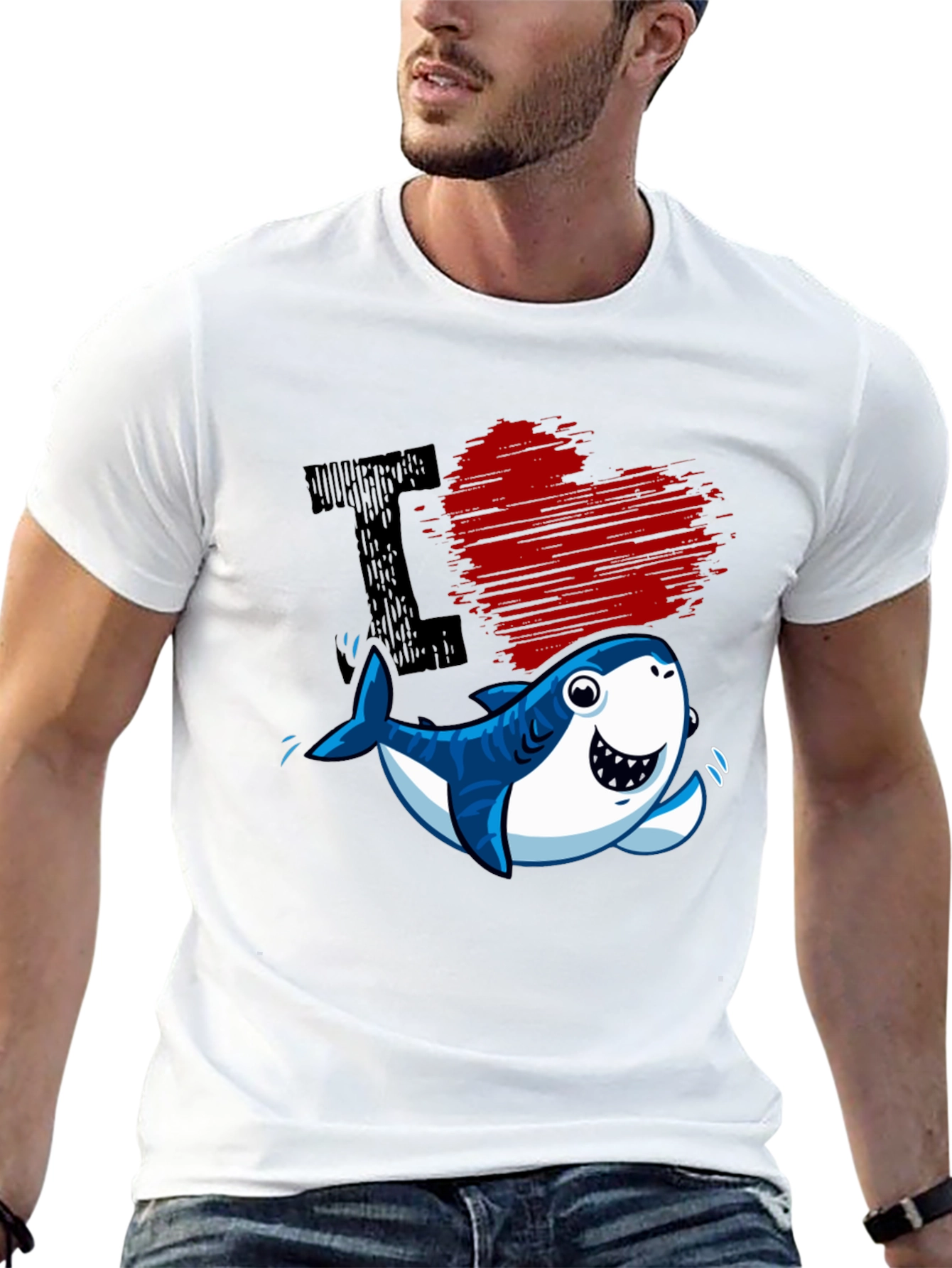 I Love Sharks T-Shirt - Cute Cartoon Graphic Tee