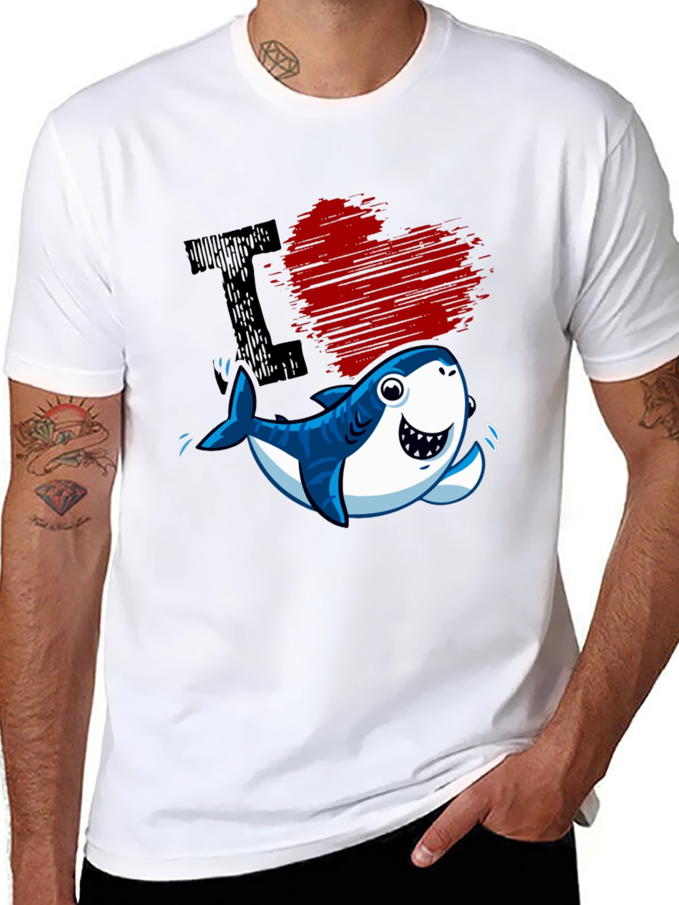 I Love Sharks T-Shirt - Cute Cartoon Graphic Tee