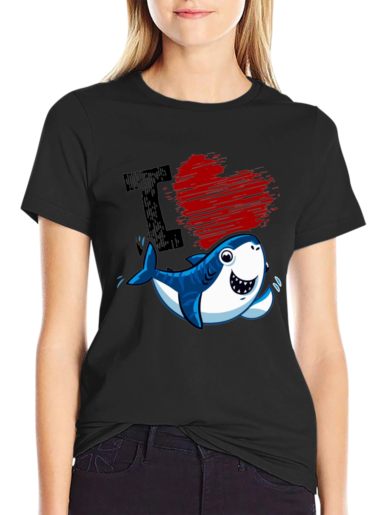 I Love Sharks T-Shirt - Cute Cartoon Graphic Tee