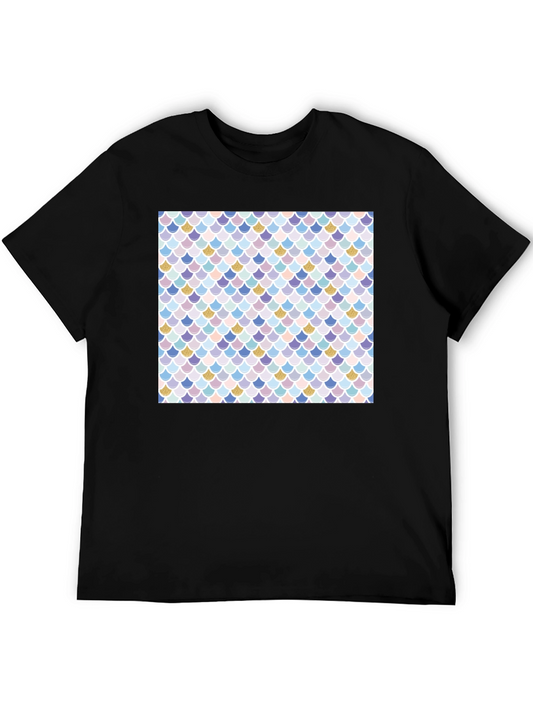 Mermaid Scale Print Black T-Shirt