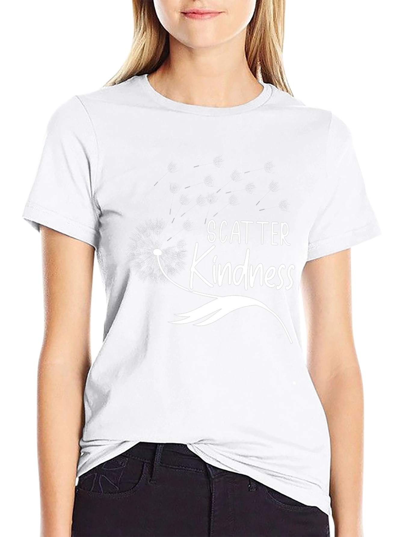 Scatter Kindness Graphic Print Black T-Shirt