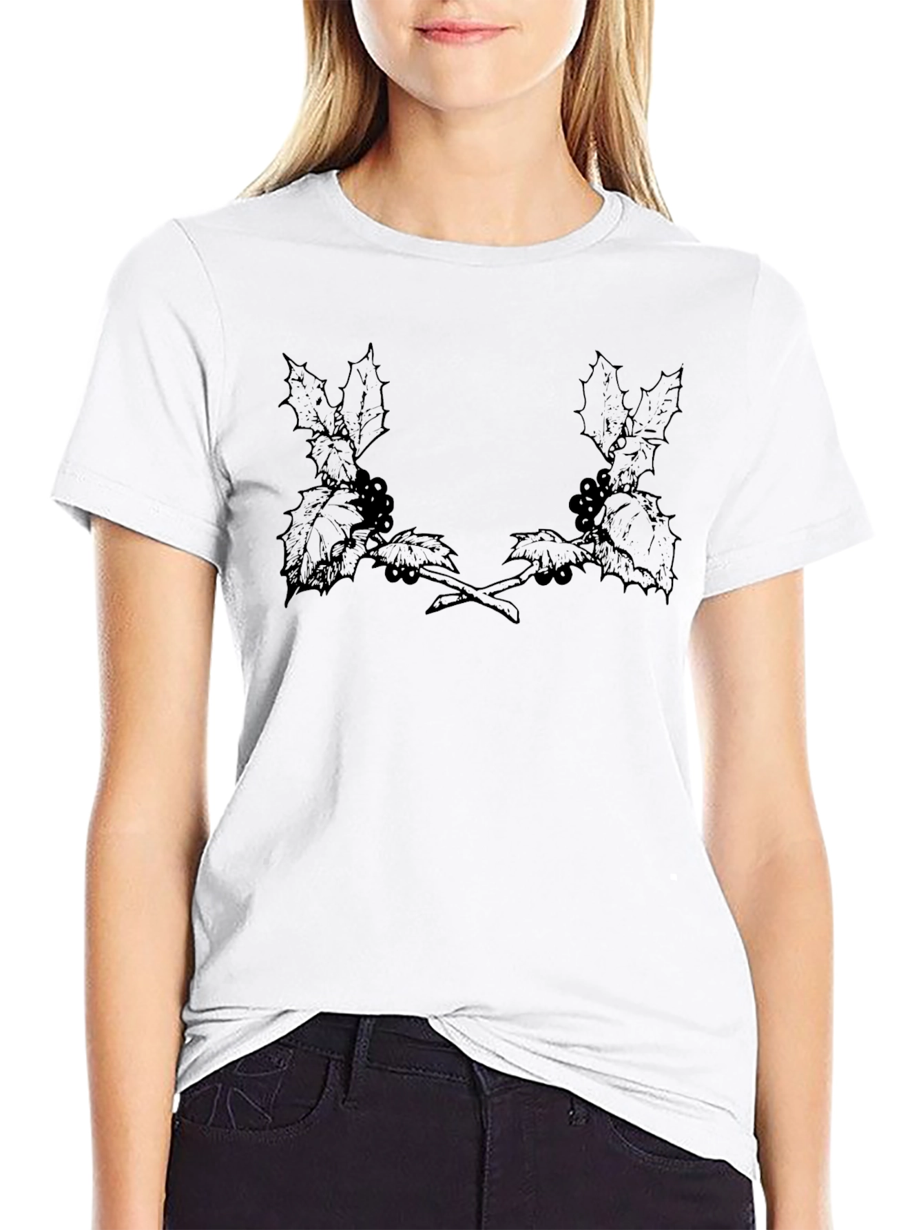 Black Holly Berry Tee - Classic Holiday Style