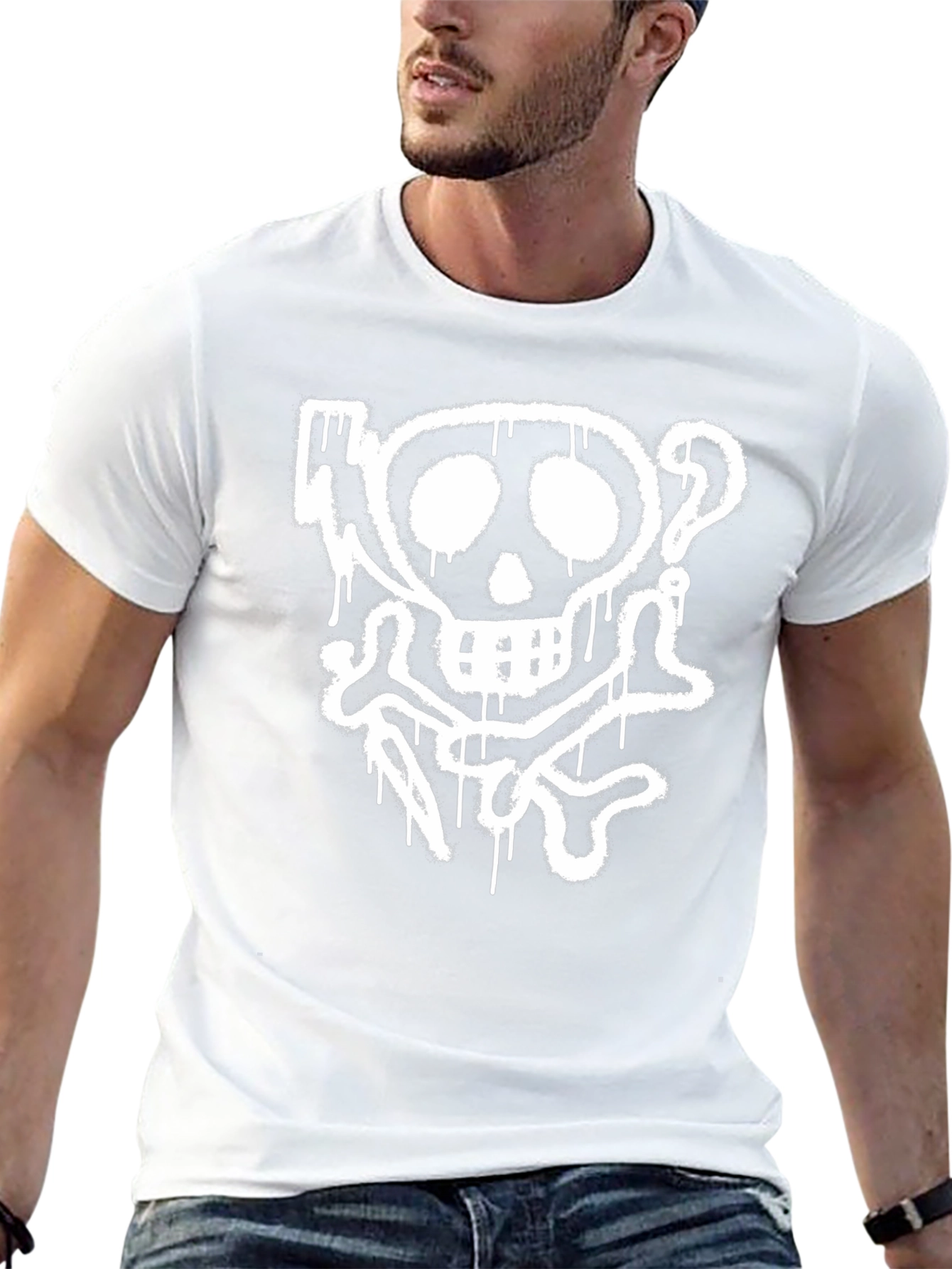 Skull & Crossbones Graphic Tee - Black Cotton T-Shirt