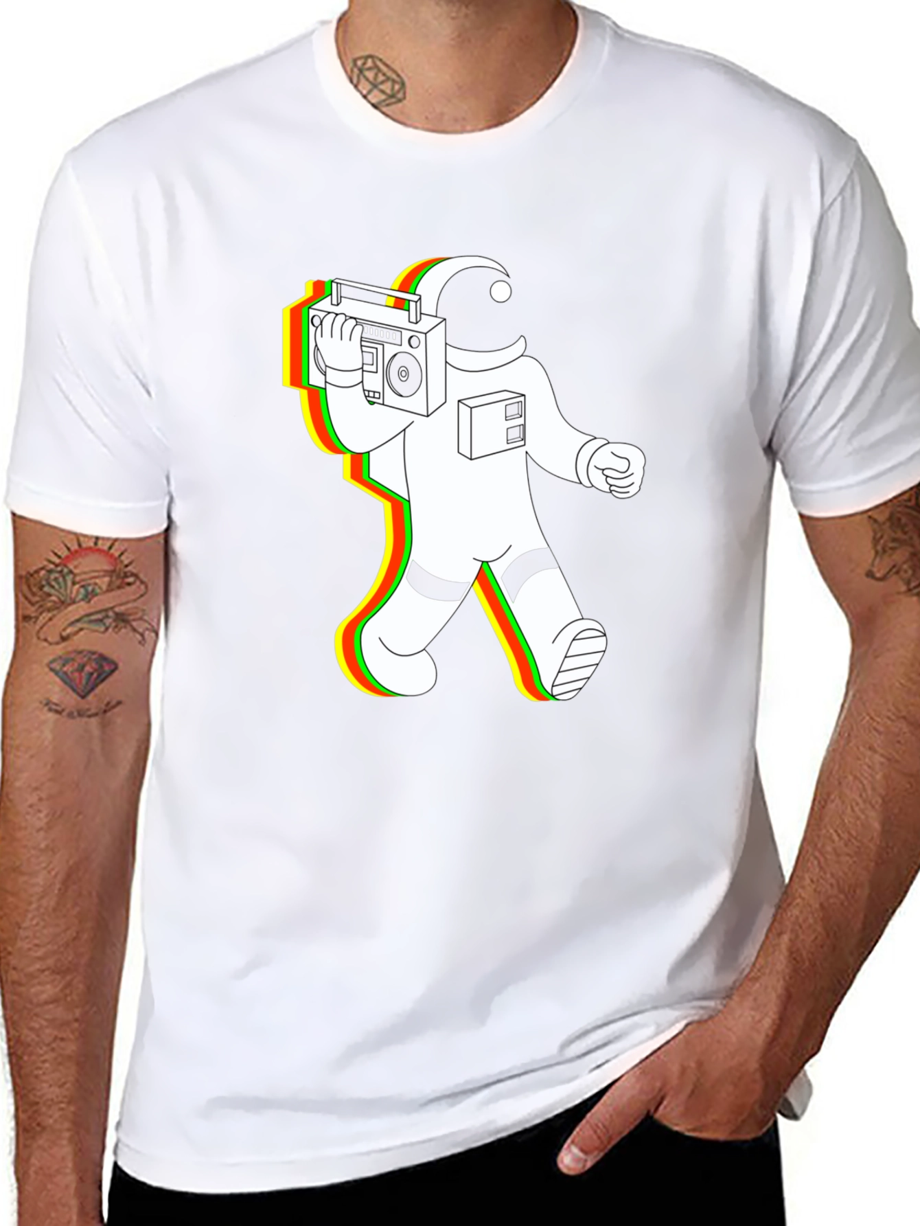 Astronaut Boombox T-Shirt - Retro Space Vibes