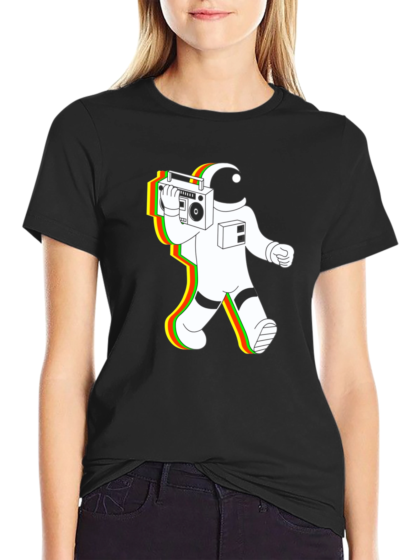 Astronaut Boombox T-Shirt - Retro Space Vibes
