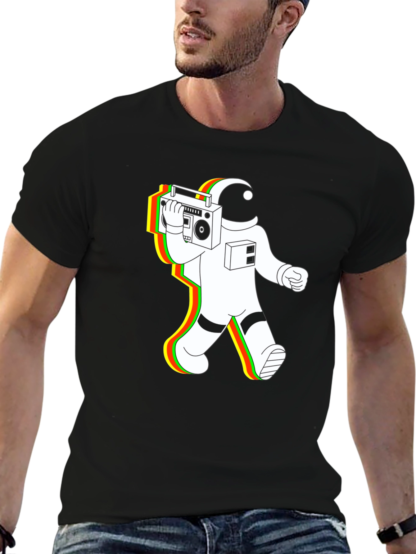 Astronaut Boombox T-Shirt - Retro Space Vibes