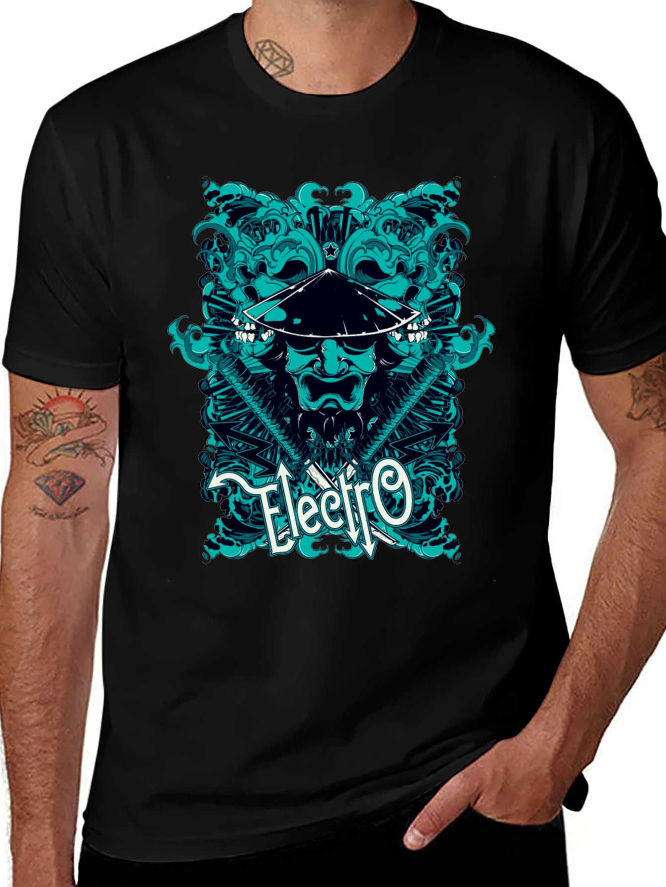 Electro Samurai Graphic Tee - Cool Asian Inspired Design