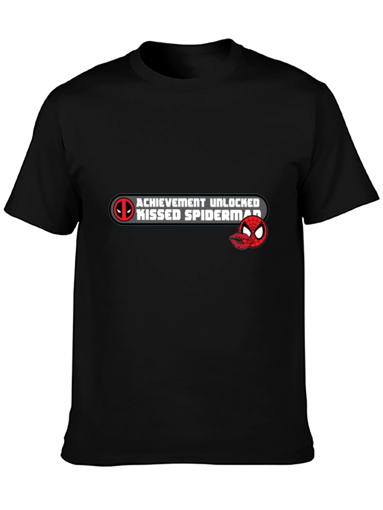 Achievement Unlocked: Kissed Spiderman Black T-Shirt