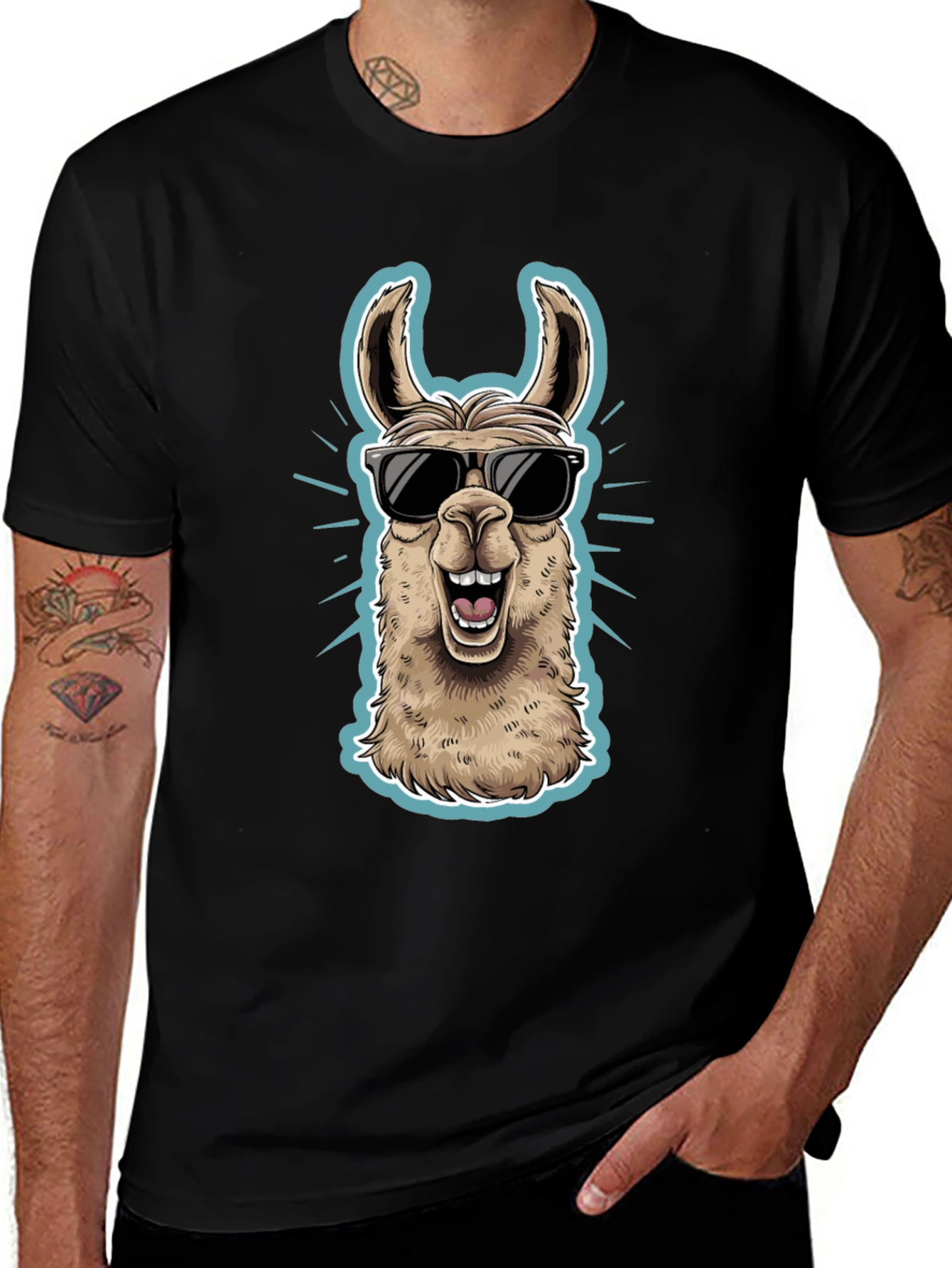 Cool Llama Graphic Tee - Mens Black T-Shirt