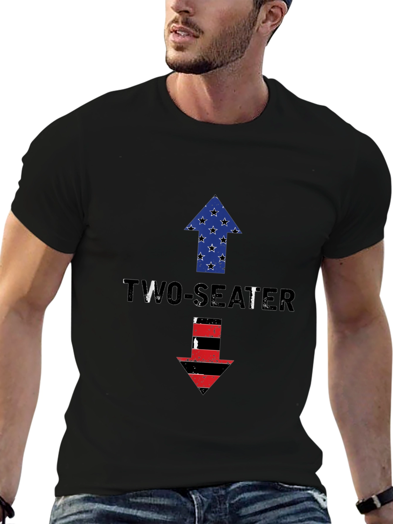 Two-Seater Graphic Tee - Patriotic Arrows Design