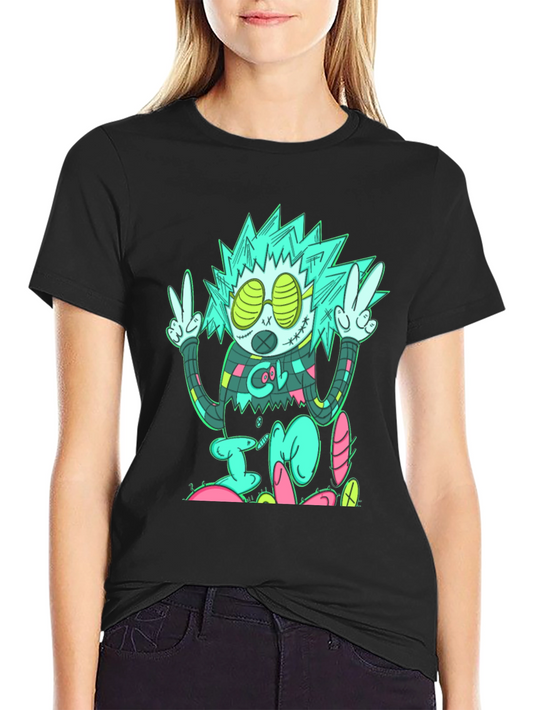 Cool Character Graphic Print Black T-Shirt