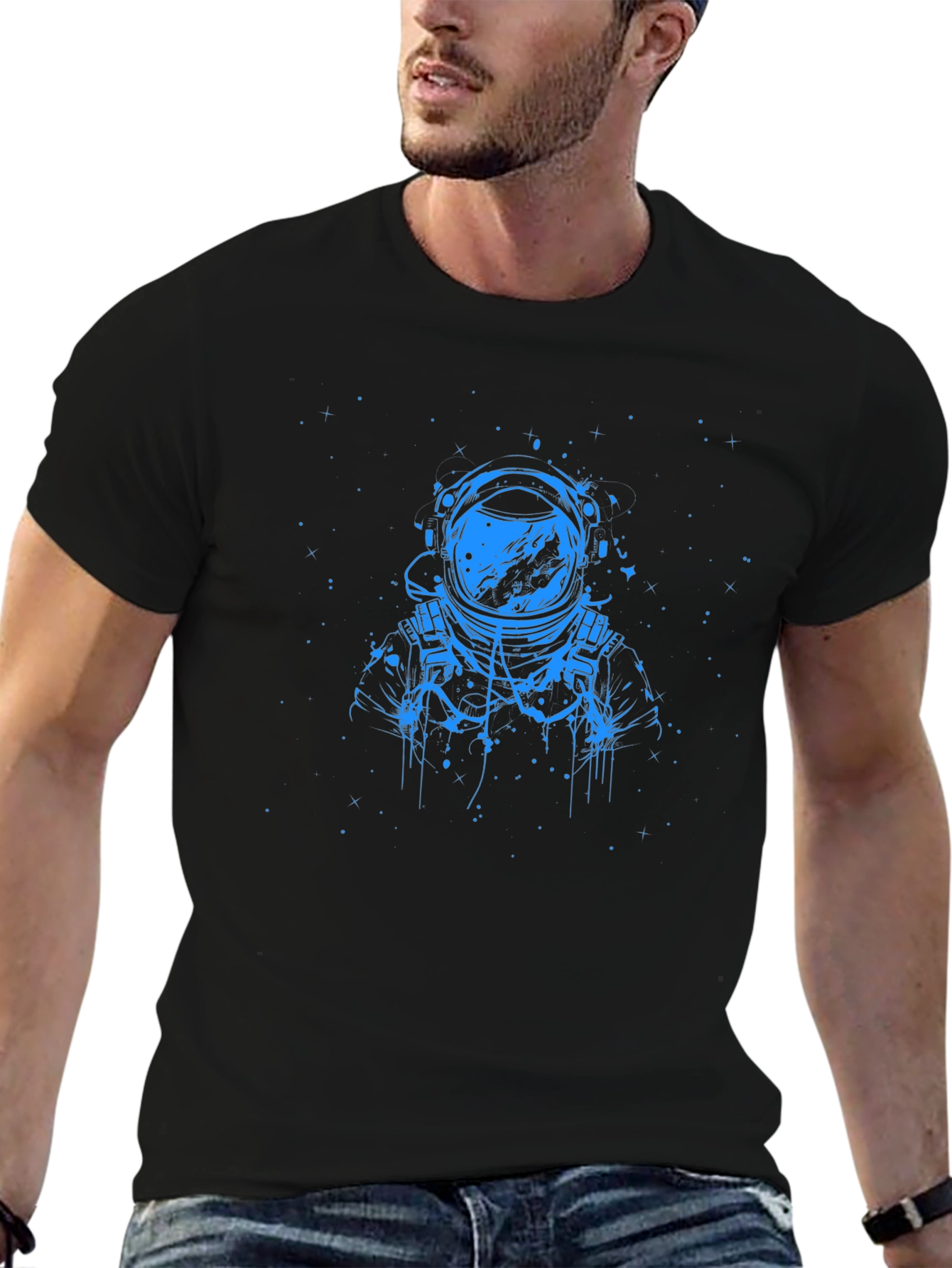Astronaut Graphic T-Shirt - Black Cotton Tee