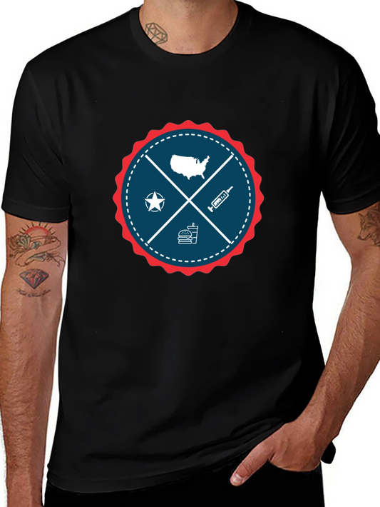 Patriotic USA Graphic T-Shirt - Crew Neck