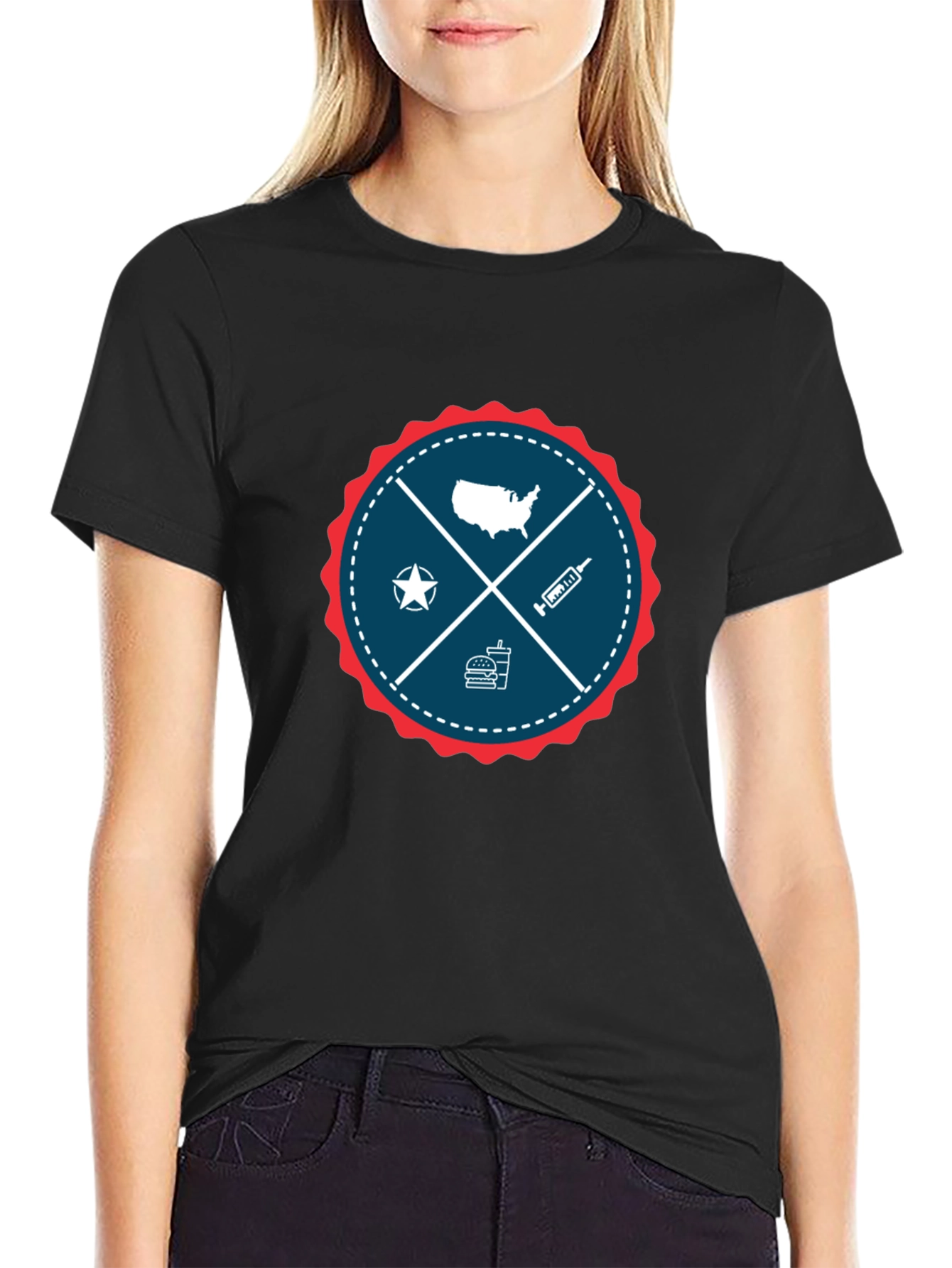 Patriotic USA Graphic T-Shirt - Crew Neck