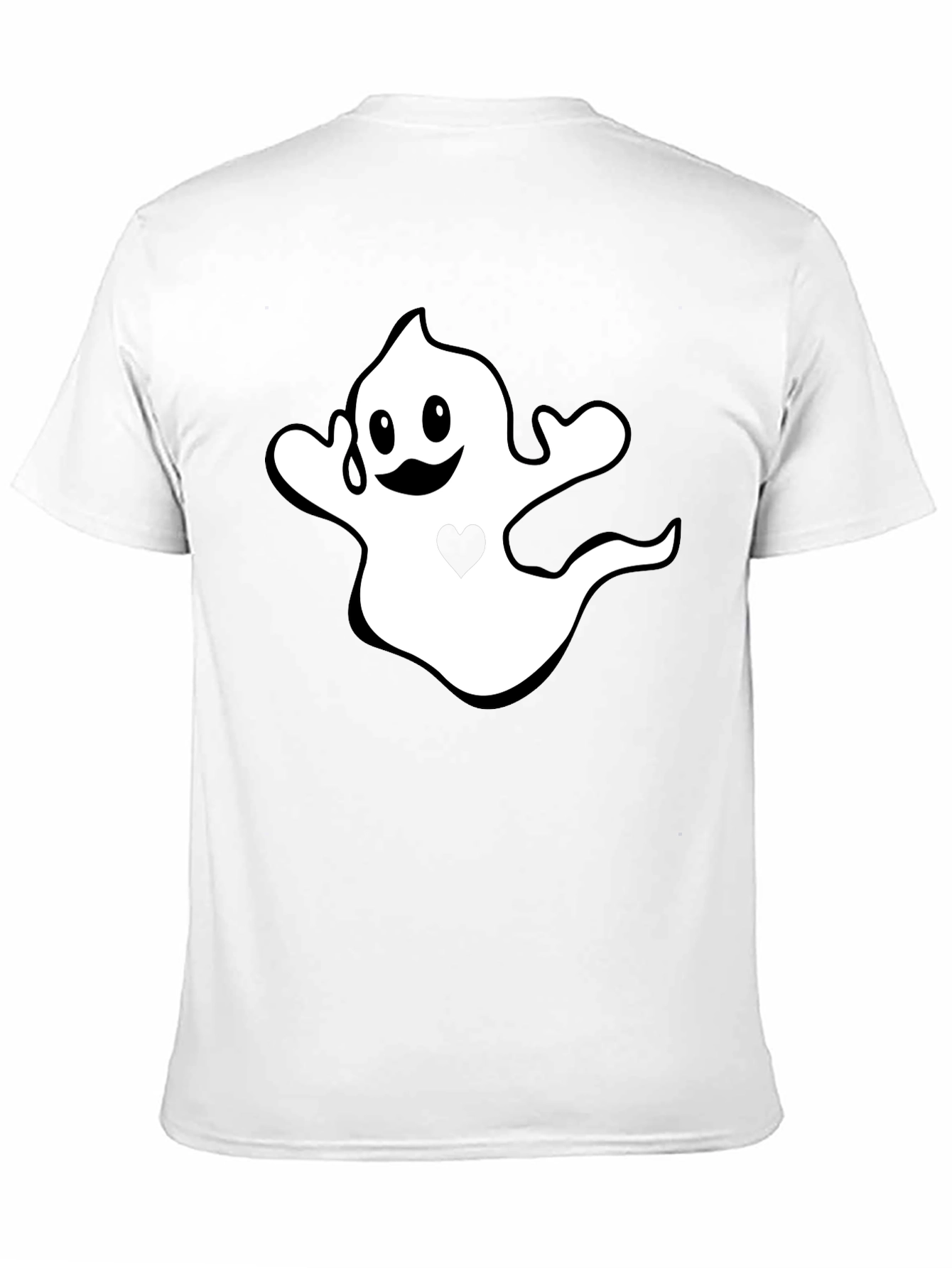 Halloween Ghost Heart Graphic Black T-Shirt